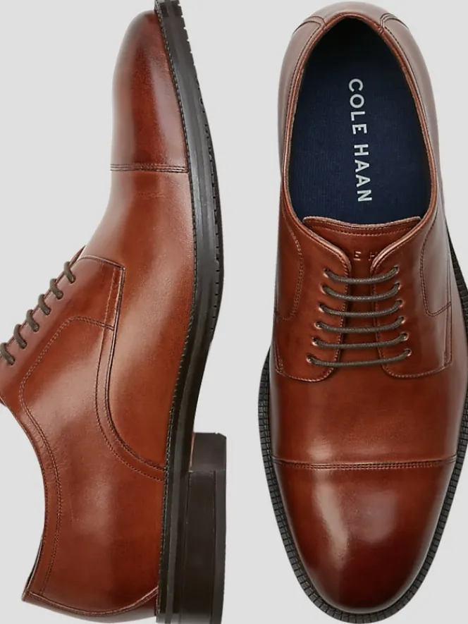 Oxfords|Dress & Formal Shoes-Cole Haan Modern Essentials Leather Cap Toe Oxfords Cognac