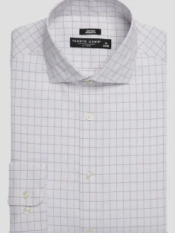 Patterned Dress Shirts|Dress Shirts-Pronto Uomo Modern Fit 100% Cotton Plaid Dress Shirt Blue Fancy