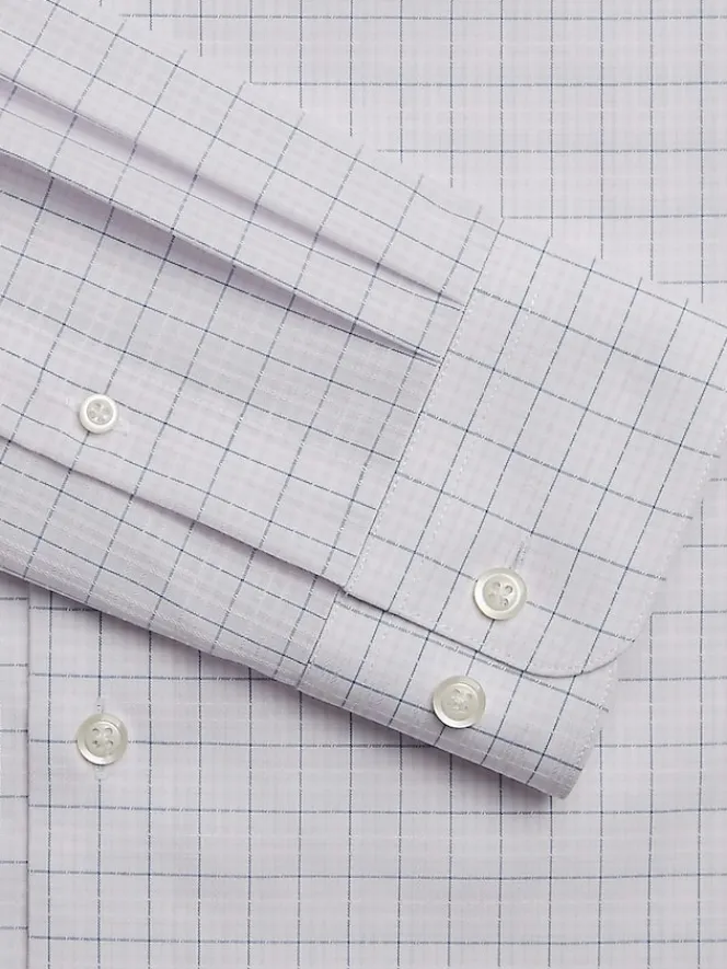 Patterned Dress Shirts|Dress Shirts-Pronto Uomo Modern Fit 100% Cotton Plaid Dress Shirt Blue Fancy