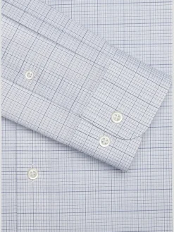 Patterned Dress Shirts|Designer Dress Shirts-Joseph Abboud Modern Fit 100% Cotton Plaid Spread Collar Dress Shirt Blue