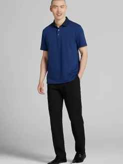 Casual Shirts|Polos-Joseph Abboud Modern Fit Basketweave Jacquard Polo Light Grey