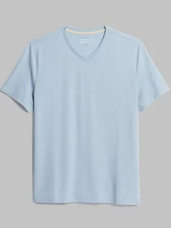 T-shirts|Casual Shirts-Joseph Abboud Modern Fit Breathable Burnout V-Neck Tee Aqua