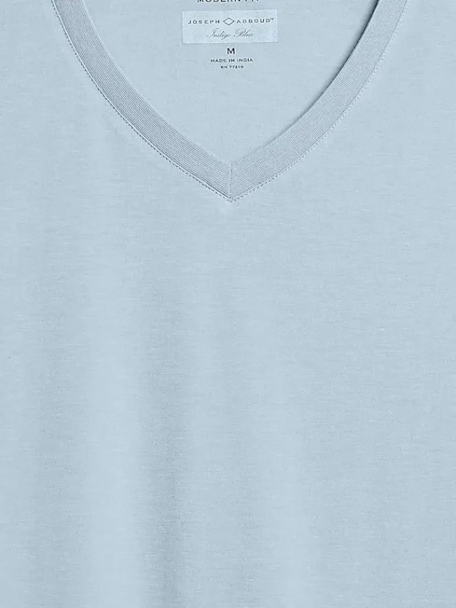 T-shirts|Casual Shirts-Joseph Abboud Modern Fit Breathable Burnout V-Neck Tee Aqua