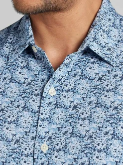 Button Up Shirts-Pronto Uomo Modern Fit Button Up Shirt Blue/Navy