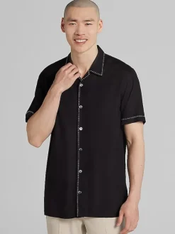 Button Up Shirts|Casual Shirts-Pronto Uomo Modern Fit Button Up Shirt Black