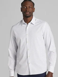 Button Up Shirts|Long Sleeve Button Up Shirts-Pronto Uomo Modern Fit Button Up Shirt Blue