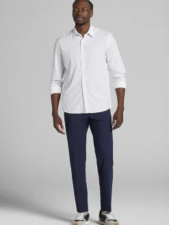 Button Up Shirts|Long Sleeve Button Up Shirts-Pronto Uomo Modern Fit Button Up Shirt Blue