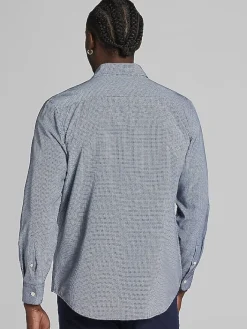 Button Up Shirts|Long Sleeve Button Up Shirts-Pronto Uomo Modern Fit Button Up Shirt Navy