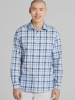 Button Up Shirts|Casual Shirts-Joseph Abboud Modern Fit Button Up Shirt Blue