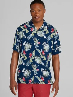 Casual Shirts|Button Up Shirts-Pronto Uomo Modern Fit Camp Shirt Navy