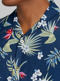 Casual Shirts|Button Up Shirts-Pronto Uomo Modern Fit Camp Shirt Navy