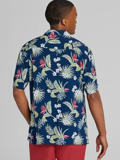 Casual Shirts|Button Up Shirts-Pronto Uomo Modern Fit Camp Shirt Navy