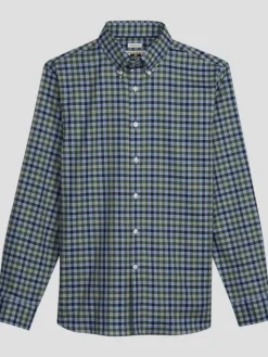 Button Up Shirts|Long Sleeve Button Up Shirts-Joseph Abboud Modern Fit Check Button Up Shirt Green/Navy
