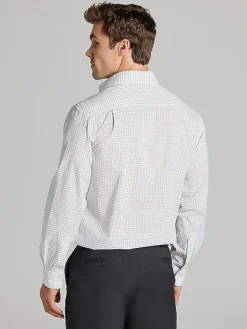White Dress Shirts|Dress Shirts-Wilke-Rodriguez Modern Fit Check Dress Shirt White