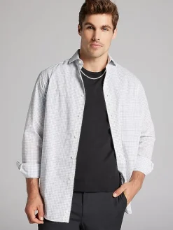 White Dress Shirts|Dress Shirts-Wilke-Rodriguez Modern Fit Check Dress Shirt White