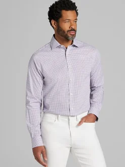 Patterned Dress Shirts|Dress Shirts-Wilke-Rodriguez Modern Fit Check Dress Shirt Purple