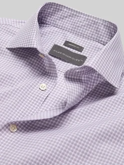 Patterned Dress Shirts|Dress Shirts-Wilke-Rodriguez Modern Fit Check Dress Shirt Purple