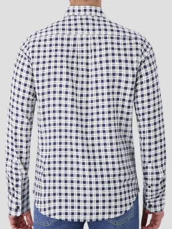 Button Up Shirts|Long Sleeve Button Up Shirts-Report Collection Modern Fit Check Modal Button Up Shirt Navy