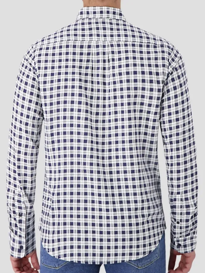 Button Up Shirts|Long Sleeve Button Up Shirts-Report Collection Modern Fit Check Modal Button Up Shirt Navy