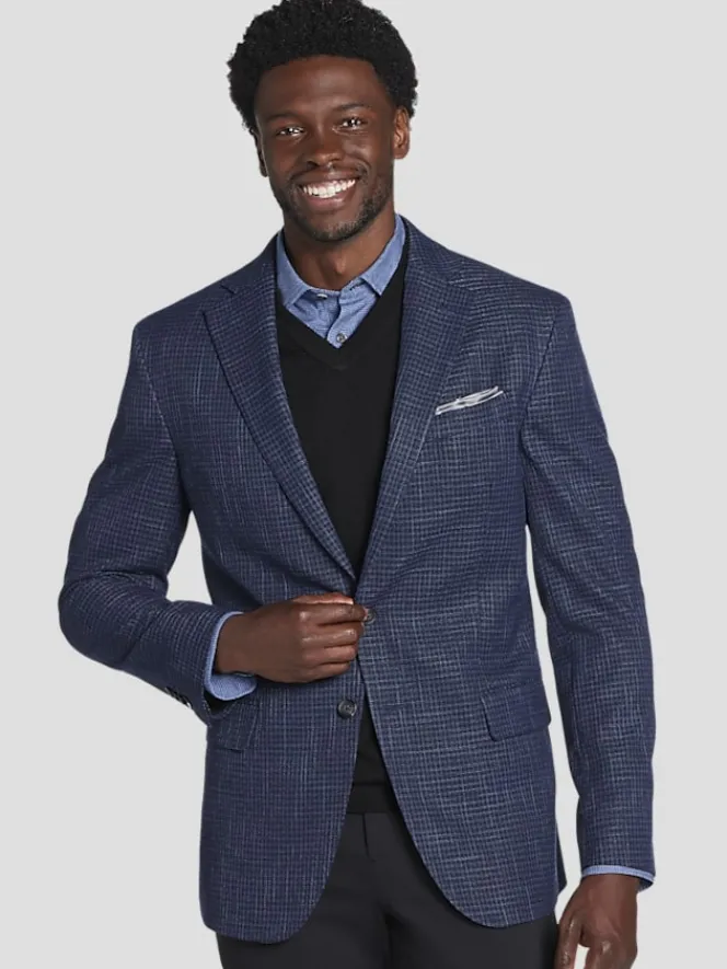 Sport Coats|Sport Coats-Awearness Kenneth Cole Modern Fit Check Sport Coat Blue Check