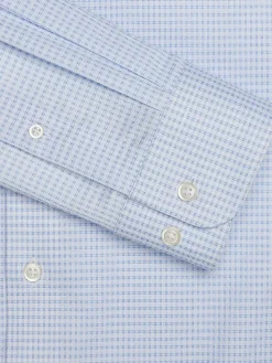 Patterned Dress Shirts|Dress Shirts-Pronto Uomo Modern Fit Check Spread Collar Dress Shirt Blue