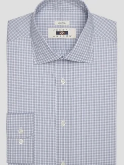Patterned Dress Shirts|Designer Dress Shirts-Joseph Abboud Modern Fit Check Spread Collar Dress Shirt Grey/Blue
