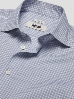 Patterned Dress Shirts|Designer Dress Shirts-Joseph Abboud Modern Fit Check Spread Collar Dress Shirt Grey/Blue