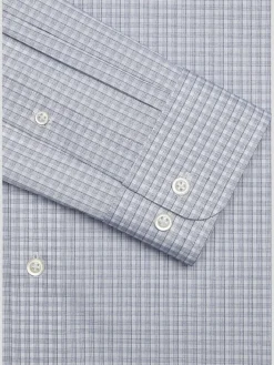 Patterned Dress Shirts|Designer Dress Shirts-Joseph Abboud Modern Fit Check Spread Collar Dress Shirt Grey/Blue