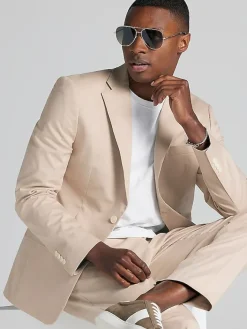 Suit Separates|3-piece Suits-Tommy Hilfiger Modern Fit Cotton Blend Suit Jacket Khaki