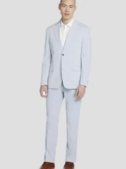 3-piece Suits|Suit Separates-Tommy Hilfiger Modern Fit Cotton Blend Seersucker Suit Jacket Blue/White Seersucker