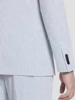 3-piece Suits|Suit Separates-Tommy Hilfiger Modern Fit Cotton Blend Seersucker Suit Jacket Blue/White Seersucker