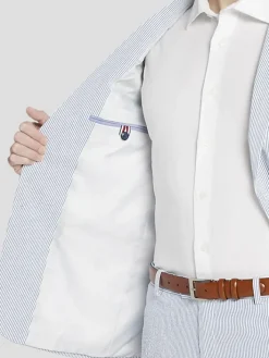 3-piece Suits|Suit Separates-Tommy Hilfiger Modern Fit Cotton Blend Seersucker Suit Jacket Blue/White Seersucker