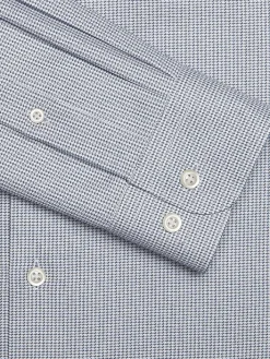 Patterned Dress Shirts|Dress Shirts-Pronto Uomo Modern Fit Cotton Micro Grid Spread Collar Dress Shirt Blue