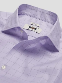 Patterned Dress Shirts|Designer Dress Shirts-Joseph Abboud Modern Fit Cotton Windowpane Dress Shirt Lavender Check