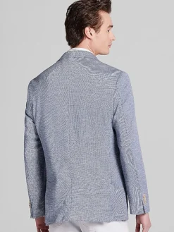 Outerwear-Joseph Abboud Modern Fit Cross Dye Knit Blazer Blue