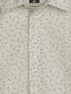 Button Up Shirts|Long Sleeve Button Up Shirts-Joseph Abboud Modern Fit Dotted Leaves Button Up Shirt Green