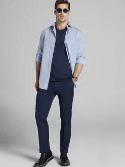 Dress Shirts-Wilke-Rodriguez Modern Fit Double Check Dress Shirt Blue