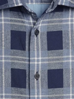 Button Up Shirts|Long Sleeve Button Up Shirts-Joseph Abboud Modern Fit Double-Faced Plaid Button Up Shirt Blue/Navy