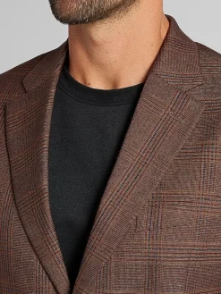 Sport Coats|Sport Coats-Nautica Modern Fit Fancy Tweed Plaid Sport Coat Brown Plaid
