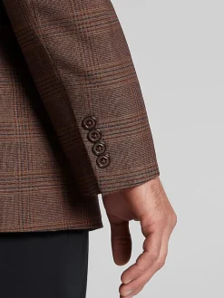 Sport Coats|Sport Coats-Nautica Modern Fit Fancy Tweed Plaid Sport Coat Brown Plaid