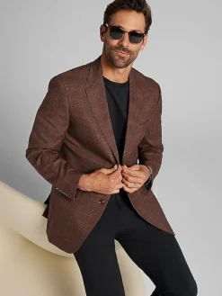 Sport Coats|Sport Coats-Nautica Modern Fit Fancy Tweed Plaid Sport Coat Brown Plaid