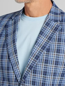 Sport Coats|Sport Coats-Nautica Modern Fit Fancy Tweed Plaid Sport Coat Blue Plaid