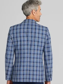 Sport Coats|Sport Coats-Nautica Modern Fit Fancy Tweed Plaid Sport Coat Blue Plaid