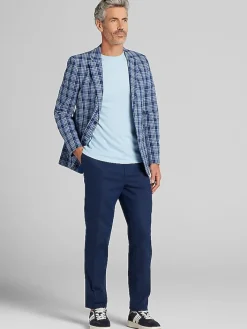 Sport Coats|Sport Coats-Nautica Modern Fit Fancy Tweed Plaid Sport Coat Blue Plaid