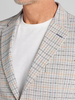 Sport Coats|Sport Coats-Nautica Modern Fit Fancy Tweed Plaid Sport Coat Tan Plaid