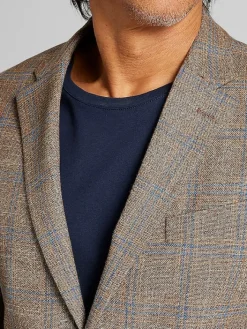 Sport Coats|Sport Coats-Nautica Modern Fit Fancy Tweed Plaid Sport Coat Camel Plaid