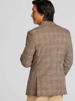 Sport Coats|Sport Coats-Nautica Modern Fit Fancy Tweed Plaid Sport Coat Camel Plaid
