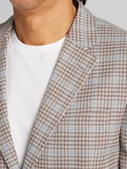 Sport Coats|Sport Coats-Nautica Modern Fit Fancy Tweed Plaid Sport Coat Tan Plaid