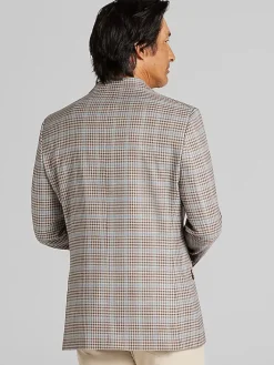 Sport Coats|Sport Coats-Nautica Modern Fit Fancy Tweed Plaid Sport Coat Tan Plaid