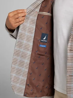 Sport Coats|Sport Coats-Nautica Modern Fit Fancy Tweed Plaid Sport Coat Tan Plaid